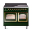 Ilve UNDI406NMPEGG Ilve Undi406Nmpegg Nostalgie Ii Noblesse 40  Induction Range (Triple Glass Door, Emerald Green, Brass) Online now