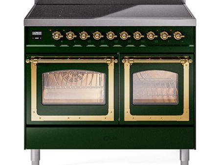 Ilve UNDI406NMPEGG Ilve Undi406Nmpegg Nostalgie Ii Noblesse 40  Induction Range (Triple Glass Door, Emerald Green, Brass) Online now