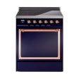 Ilve UNI304QNMPMBP Ilve Uni304Qnmpmbp Nostalgie Ii Noblesse 30  Induction Range (Solid Door, Midnight Blue, Copper) on Sale