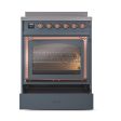 Ilve UNI304NMPBGG Ilve Uni304Nmpbgg Nostalgie Ii Noblesse 30  Induction Range (Triple Glass Door, Blue Grey, Brass) Online