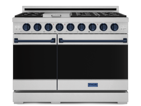 Thor Kitchen RSG48EBLU 48 Inch Professional Gas Range With Pro-Style Knobs In Stainless Steel Blue Gordon Ramsay Series - Rsg48E-Blu Online now