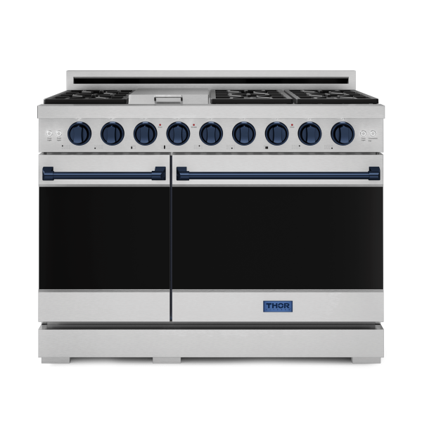 Thor Kitchen RSG48EBLU 48 Inch Professional Gas Range With Pro-Style Knobs In Stainless Steel Blue Gordon Ramsay Series - Rsg48E-Blu Online now