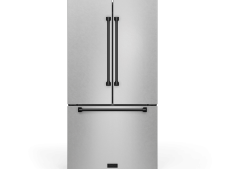 Thor Kitchen RF3621CTD99BLK 36 Inch 20.3 Cu Ft French Door Counter Depth Refrigerator With Ice Maker In Stainless Steel Black Gordon Ramsay Series - Rf3621Ctd99-Blk For Discount