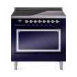 Ilve UNI366QNMPMBC Ilve Uni366Qnmpmbc Nostalgie Ii Noblesse 36  Induction Range (Solid Door, Midnight Blue, Chrome) For Sale