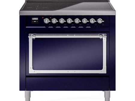 Ilve UNI366QNMPMBC Ilve Uni366Qnmpmbc Nostalgie Ii Noblesse 36  Induction Range (Solid Door, Midnight Blue, Chrome) For Sale