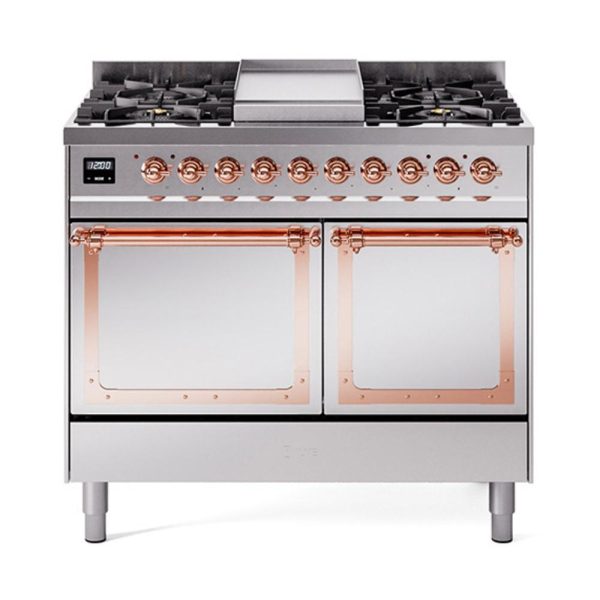 Ilve UND40FQNMPSSPLP Ilve Und40Fqnmpssplp Nostalgie Ii Noblesse 40  Dual Fuel Range (Liquid Propane, Solid Door, Stainless Steel, Copper) Sale