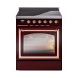 Ilve UNI304NMPBUP Ilve Uni304Nmpbup Nostalgie Ii Noblesse 30  Induction Range (Triple Glass Door, Burgundy, Copper) Supply