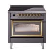 Ilve UNI366NMPMGG Ilve Uni366Nmpmgg Nostalgie Ii Noblesse 36  Induction Range (Triple Glass Door, Graphite Matte, Brass) on Sale