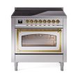 Ilve UNI366NMPSSG Ilve Uni366Nmpssg Nostalgie Ii Noblesse 36  Induction Range (Triple Glass Door, Stainless Steel, Brass) Supply